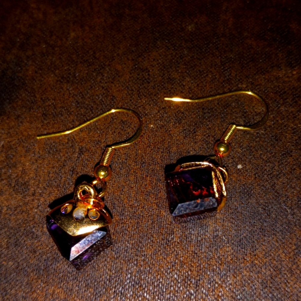 Cubic crystal charm earrings